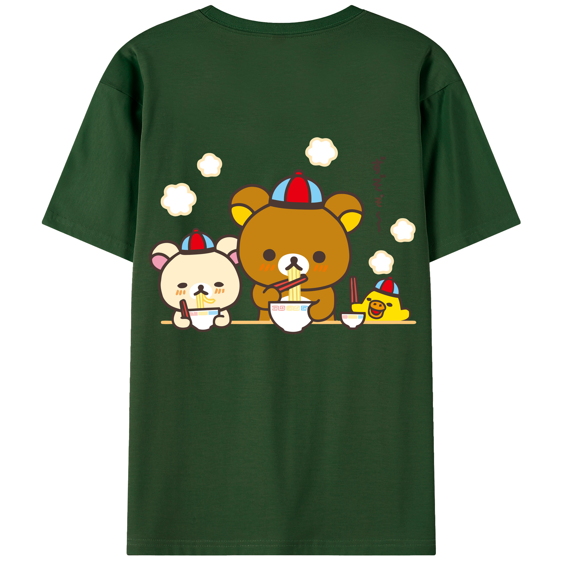 （画像用） リラックマ リラックマ キイロイトリ Rilakkuma Korilakkuma Kiiroitori 綿100％半袖Tシャツ（背面プリント）